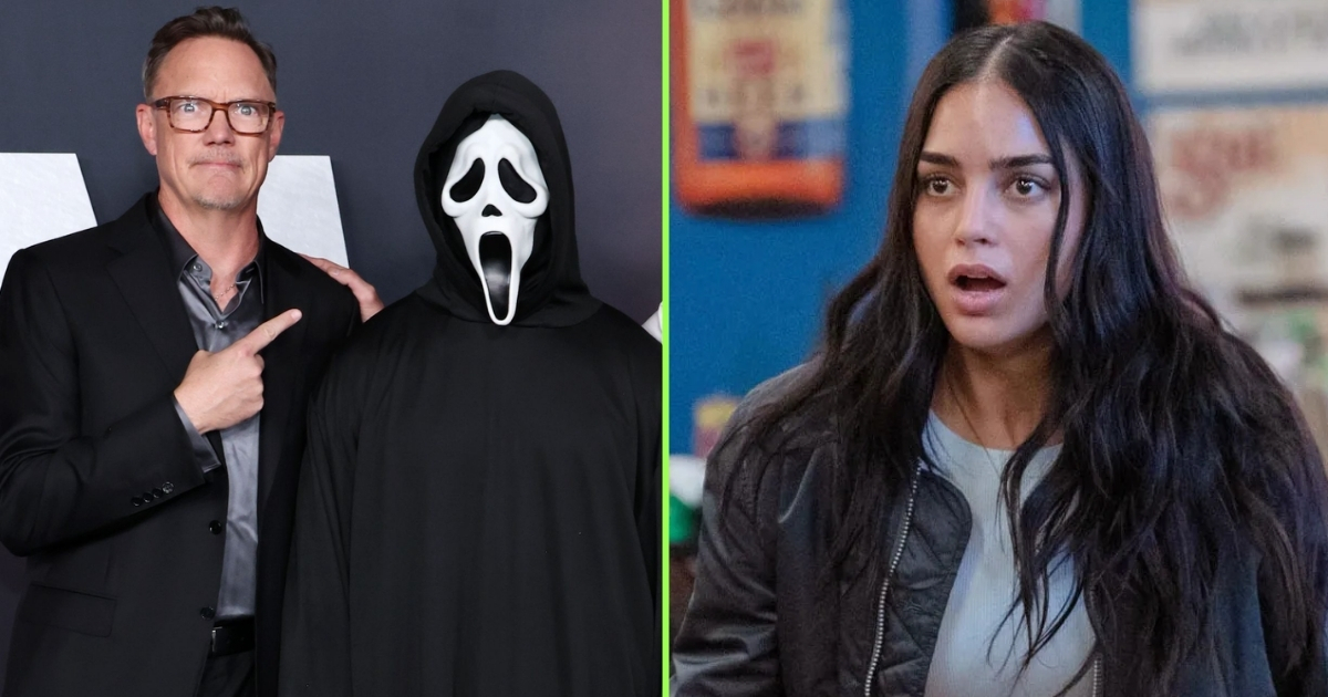 Matthew Lillard with Ghostface and Melissa Barrera in Scream