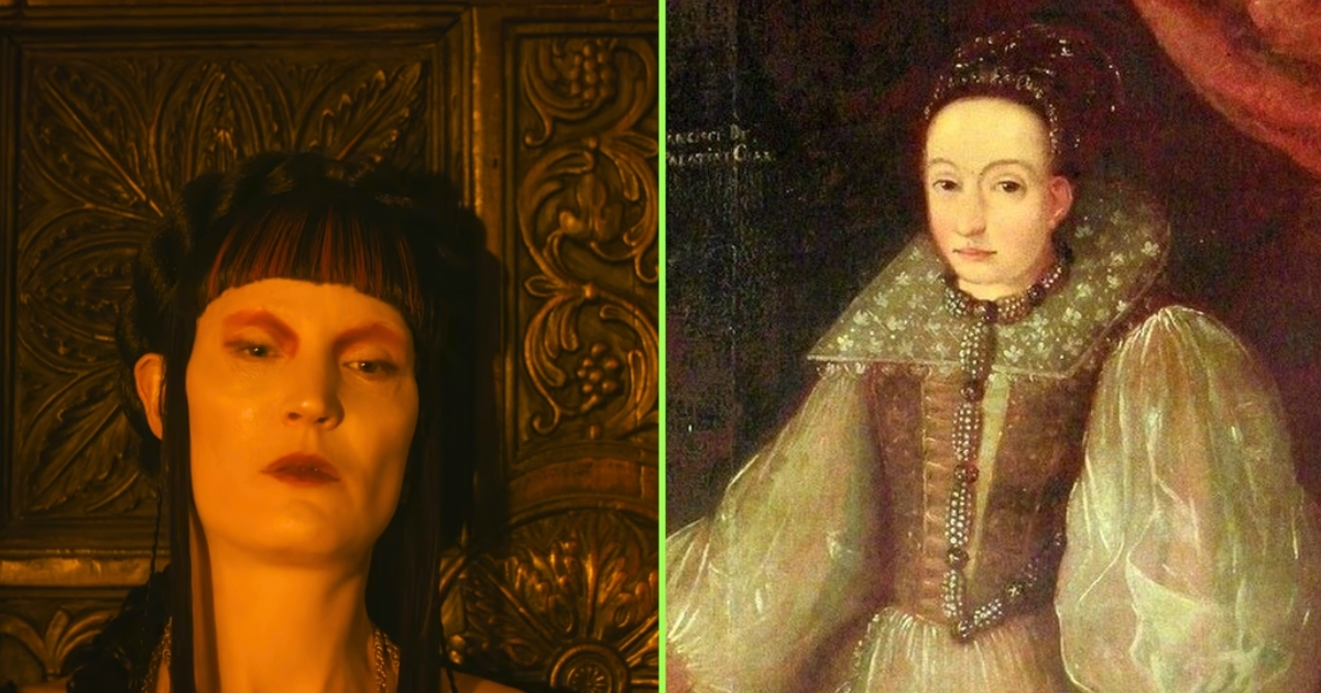Vicky Krieps as Elizabeth Báthory in Monster and painting of Elizabeth Báthory