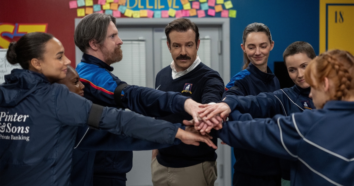 Ted and the team in Ted Lasso
