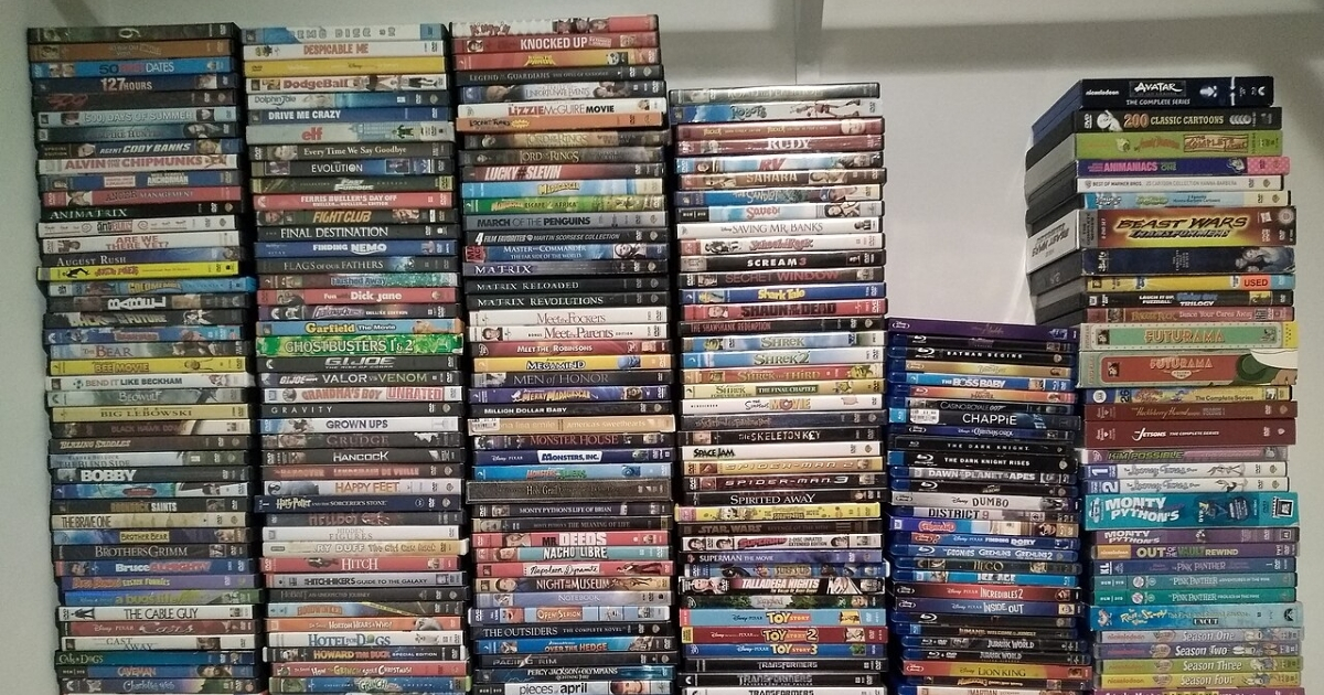 A pile of DVDs