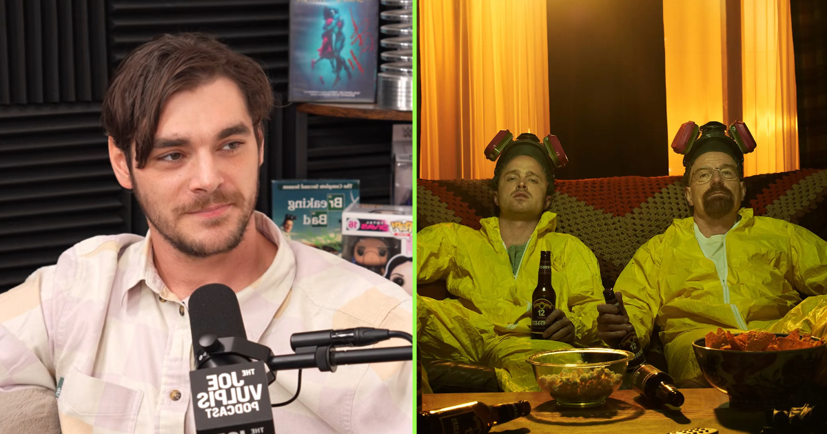 RJ Mitte on The Joe Vulpis Podcast, and Aaron Paul and Bryan Cranston in Breaking Bad