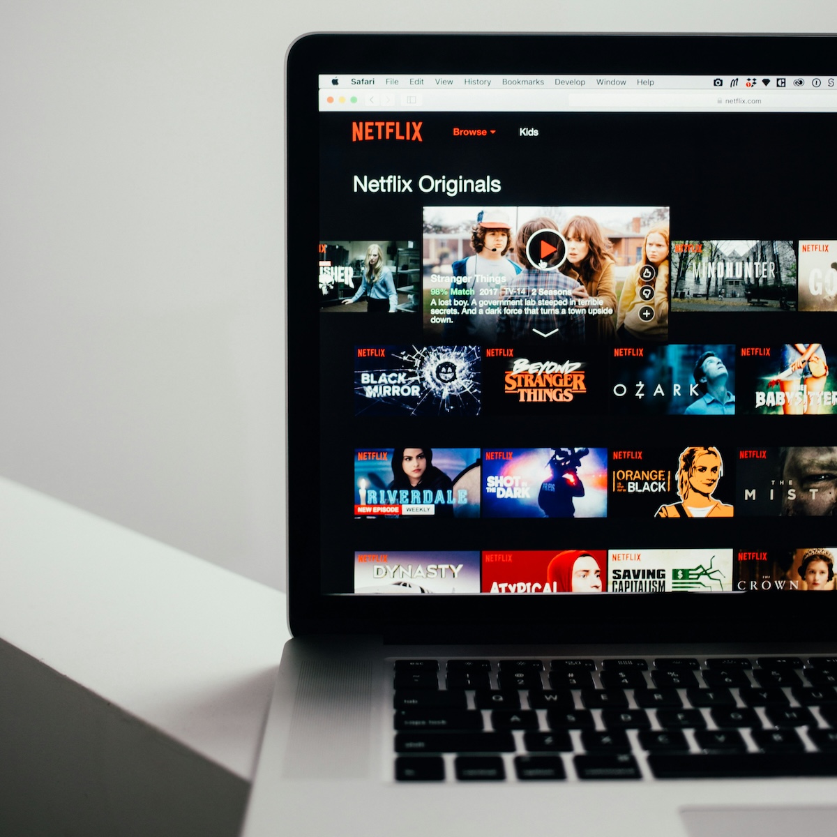 Stock image of Netflix on a laptop
